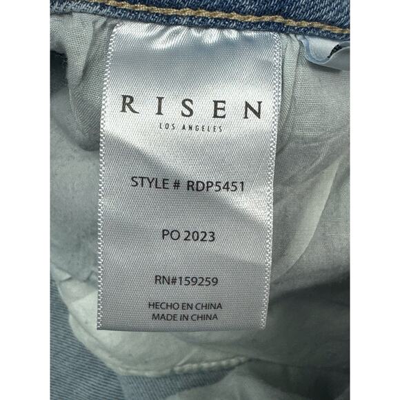 Risen Jeans Women's Sequin Peek-A Boo Wide Leg Stretch Denim Jeans - 15 (32x28) - Picture 6 of 8